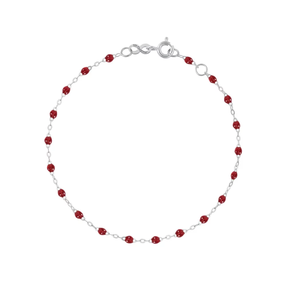 Gigi Clozeau - Bracelet rouge classique, or blanc, 17 cm