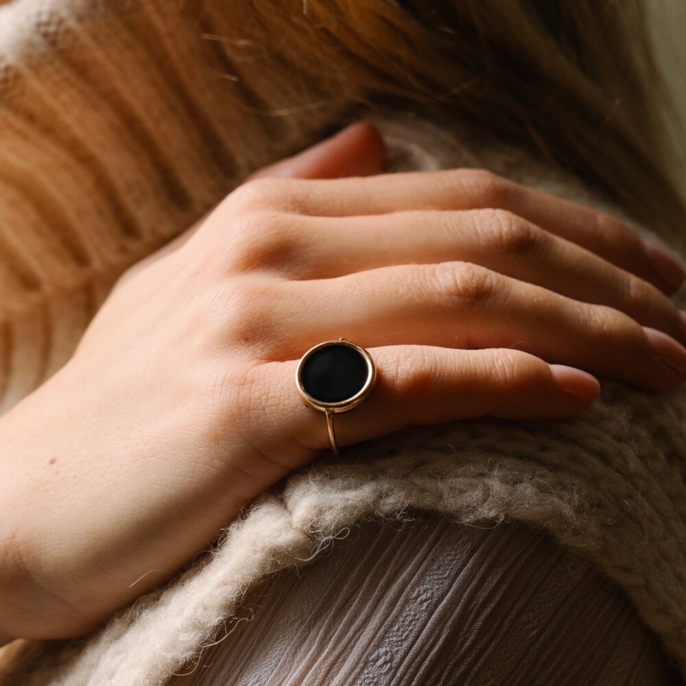 GINETTE NY – Bague Disc Ring BABY Onyx or rose – Image 2