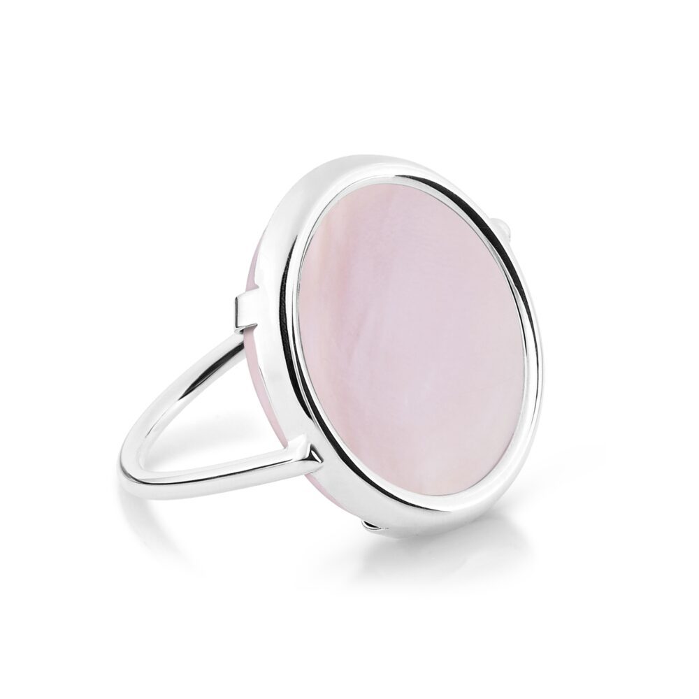 GINETTE NY – Bague Disc nacre or blanc