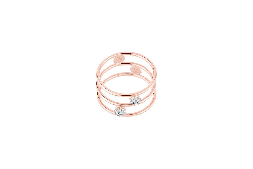 La Brune & la Blonde - Bague double Hula Hoop or rose, diamants