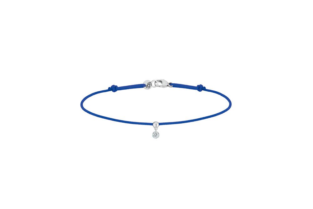 La Brune & la Blonde - Bracelet cordon BB bleu marine, 1 diamant