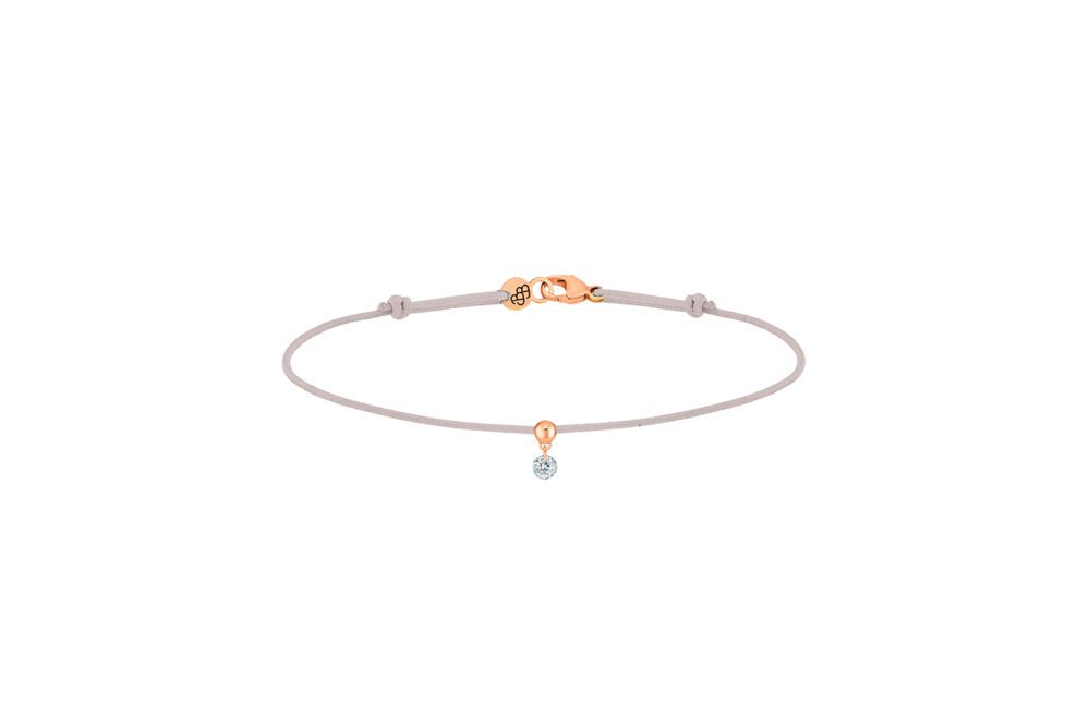 La Brune & la Blonde - Bracelet cordon BB gris, 1 diamant