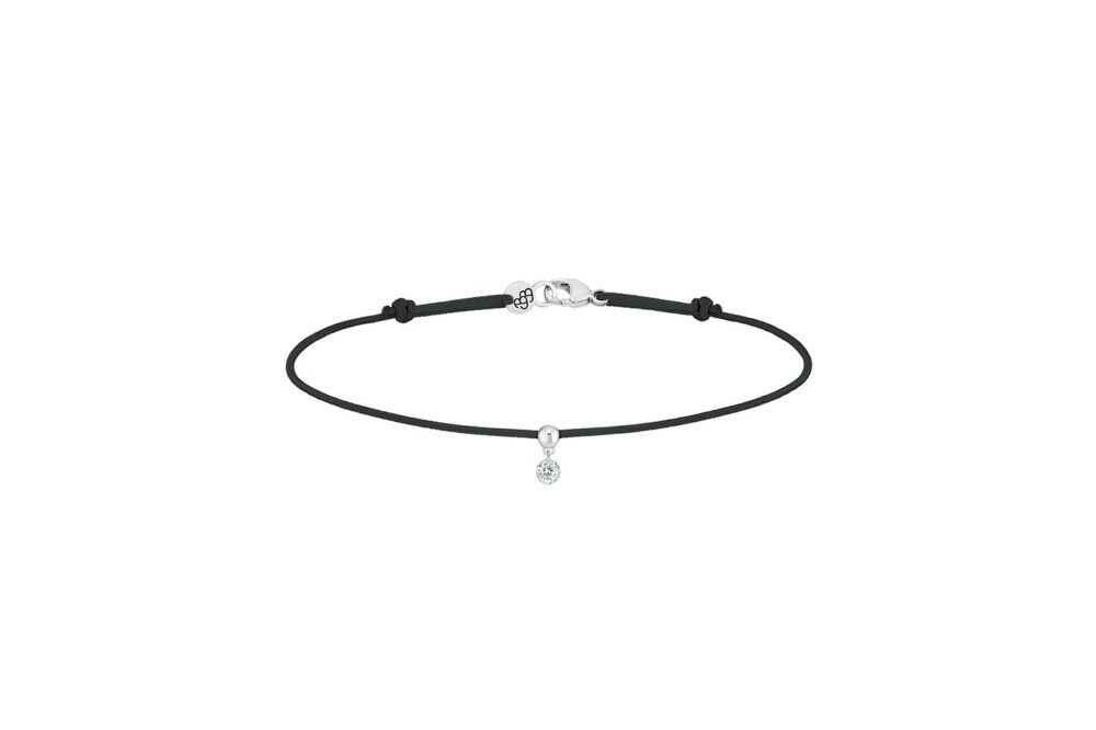La Brune & la Blonde - Bracelet cordon BB noir, 1 diamant