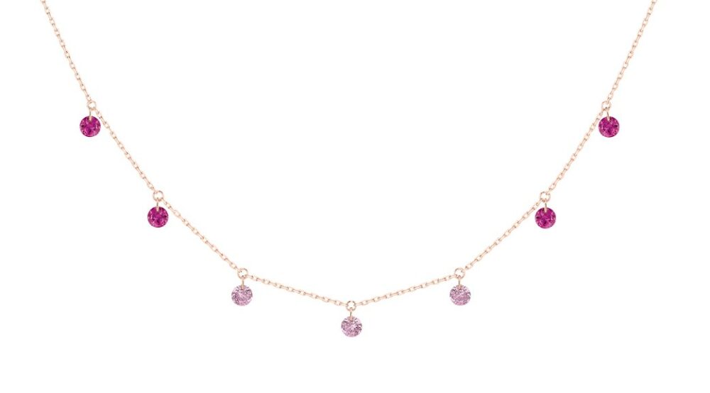 La Brune & La Blonde - Collier Confetti or rose et saphirs roses et rubis – Image 2