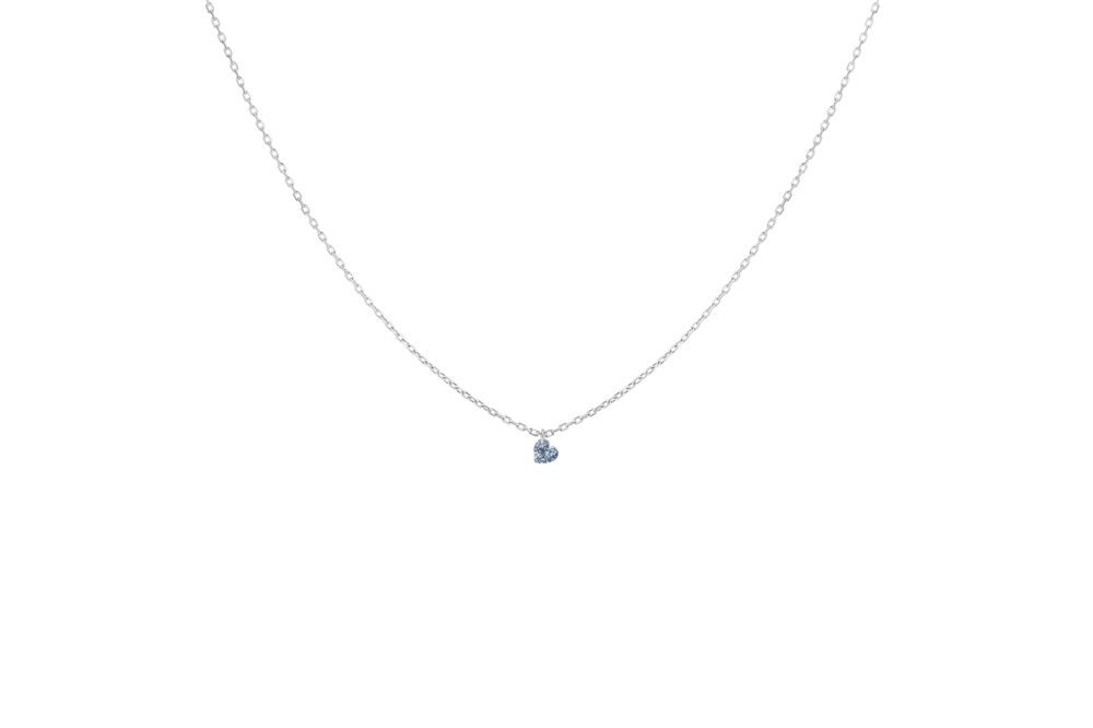 La Brune & la Blonde - Collier cœur 360° or gris, diamant