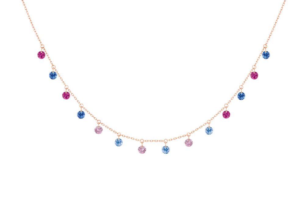 La Brune & la Blonde - Collier Confetti Venise or rose, saphirs et rubis