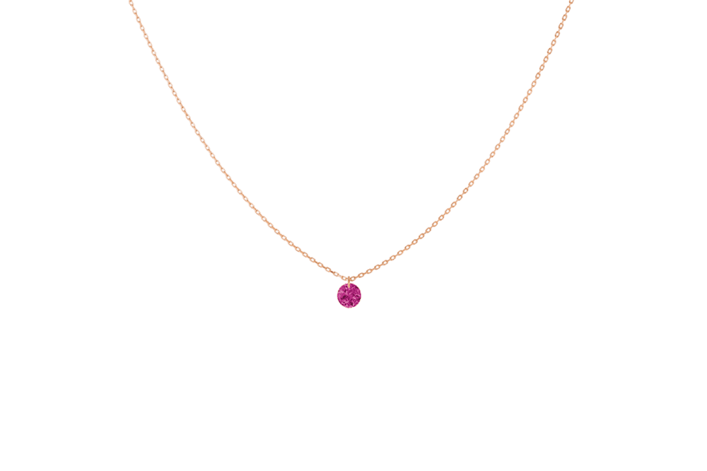 La Brune & la Blonde - Collier Confetti or rose, rubis 0.30ct