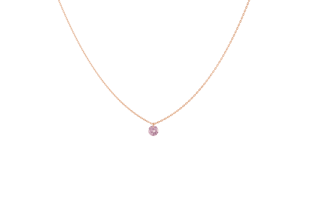 La Brune & la Blonde - Collier Confetti or rose, saphir rose