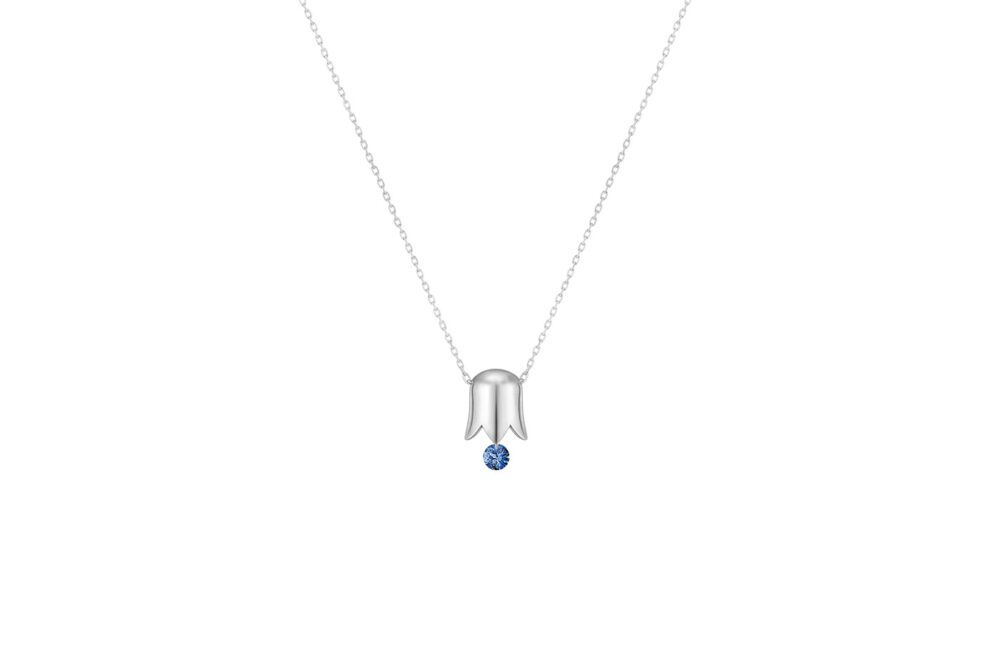 La Brune & la Blonde - Collier Lily or gris, saphir
