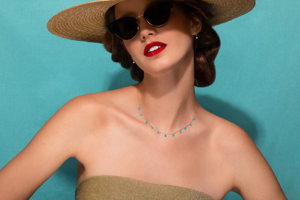 La Brune & la Blonde - Collier Polka turquoise – Image 2