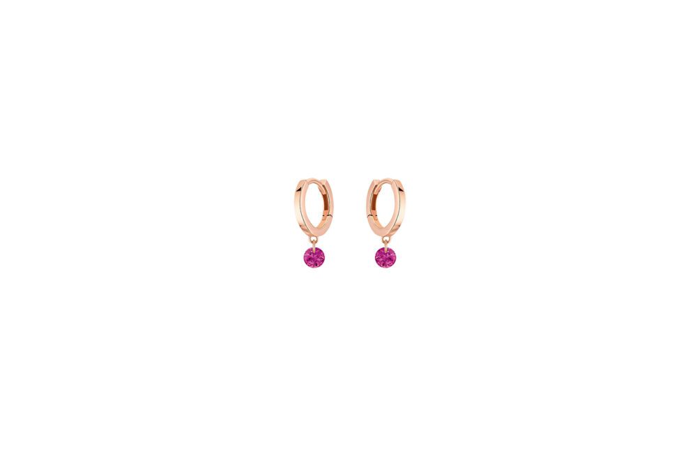 La Brune & la Blonde - Mini créoles Confetti or rose, rubis