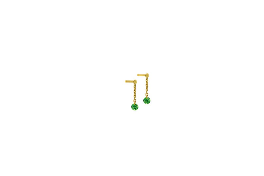 La Brune & la Blonde - Mini pendant confetti or jaune, tsavorite