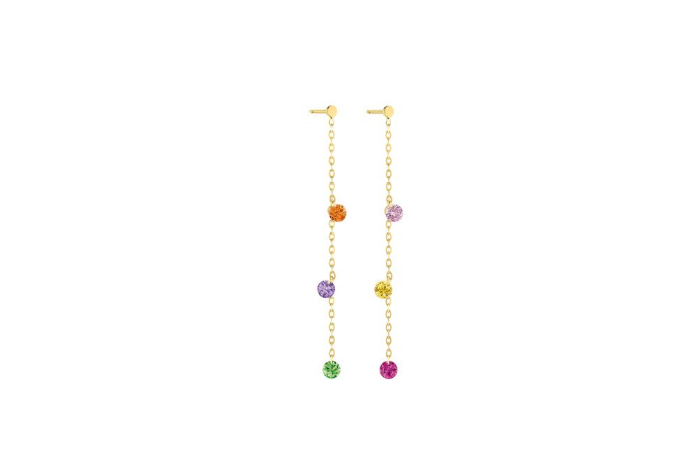 La Brune & la Blonde - Boucles d'oreilles Confetti rainbow or jaune