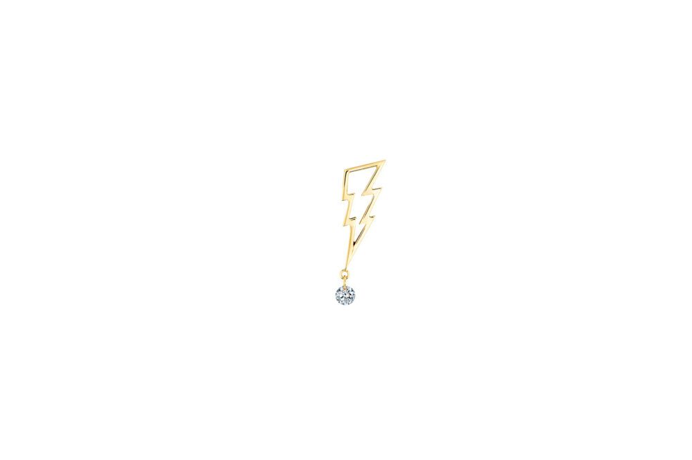 La Brune & la Blonde - Pin's / boucle d'oreille POP coup de foudre or jaune diamant