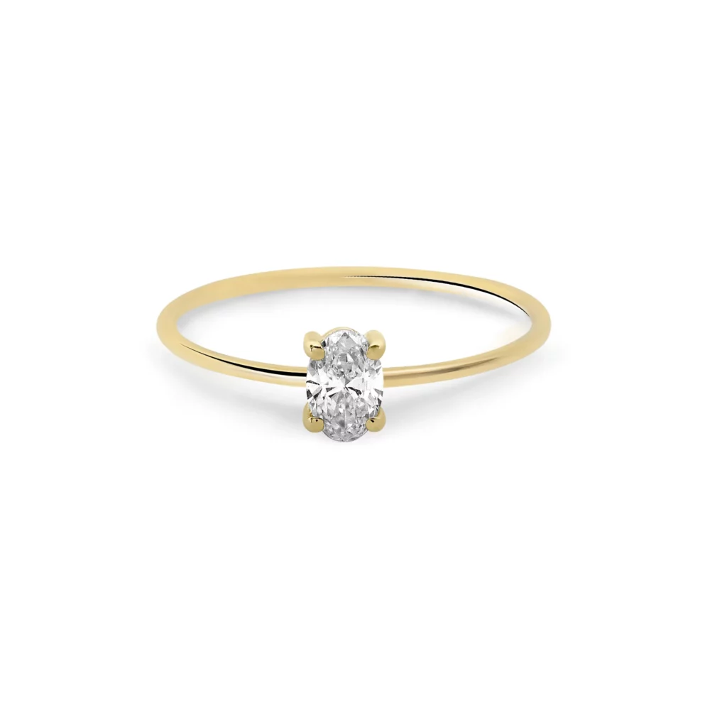 Maria Battaglia - Bague solitaire diamant ovale or jaune