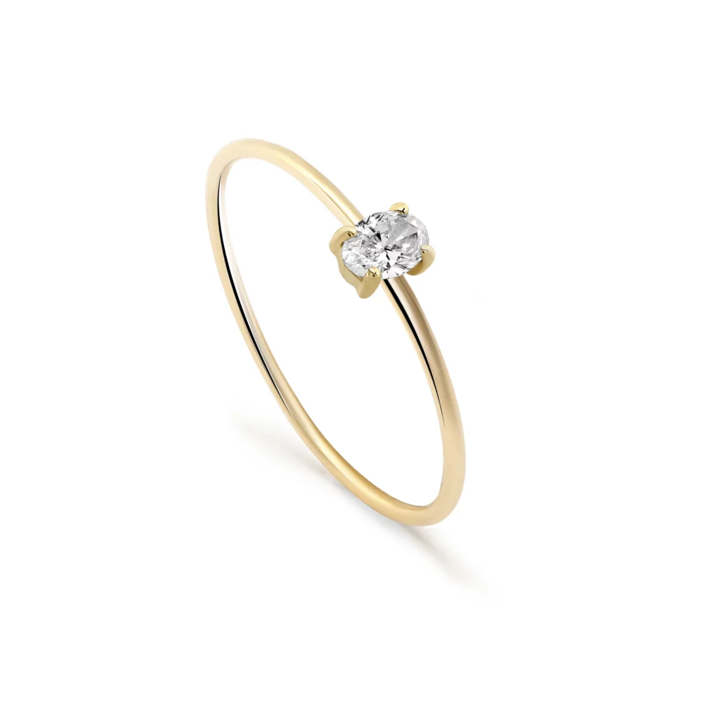 Maria Battaglia - Bague solitaire diamant ovale or jaune – Image 2
