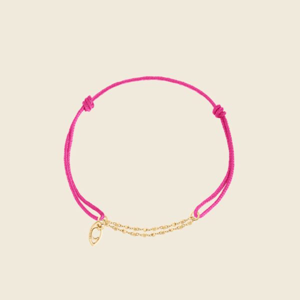 Charlet - Bracelet Diamanté cordon rose fluo or jaune