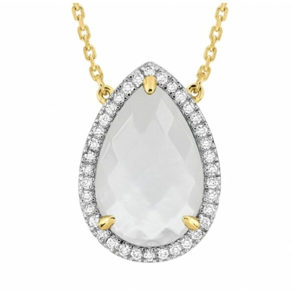 Morganne Bello - Collier Alma or jaune, nacre blanche & diamants