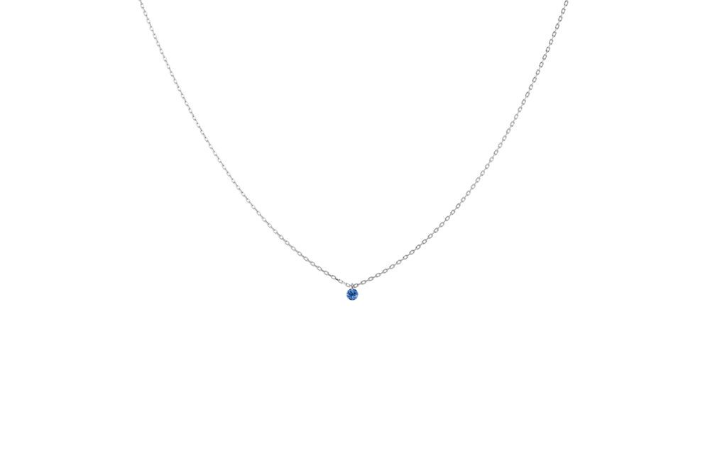 La Brune & la Blonde - Collier mini Confetti or gris, saphir