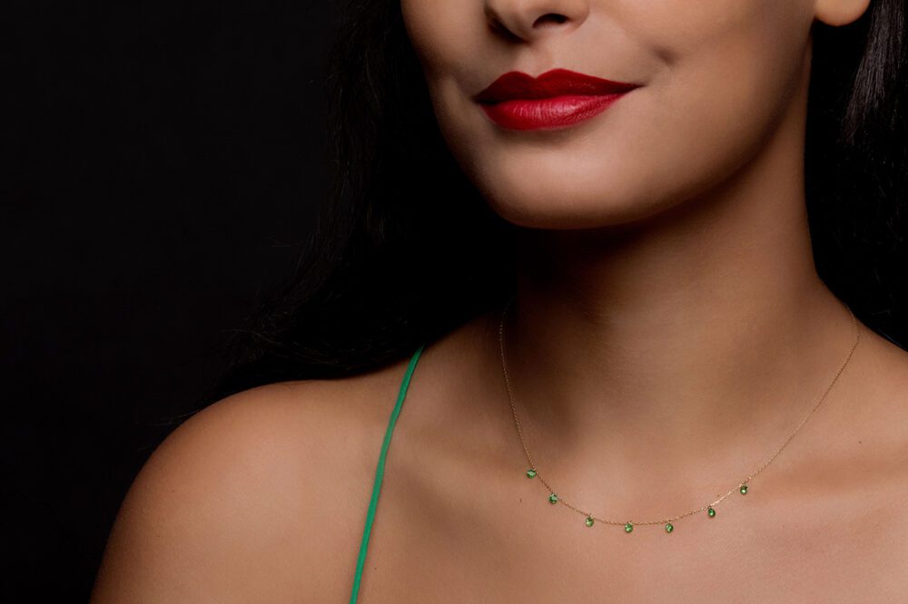 La Brune & la Blonde - Collier Confetti or jaune, tsavorites