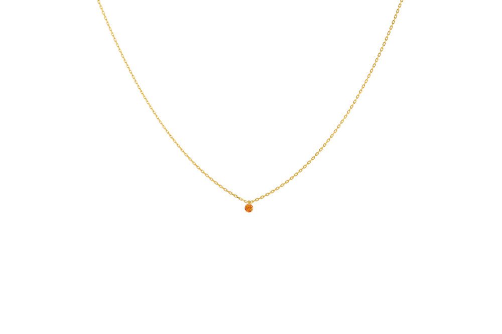 La Brune & la Blonde - Collier mini Confetti or jaune, saphir orange