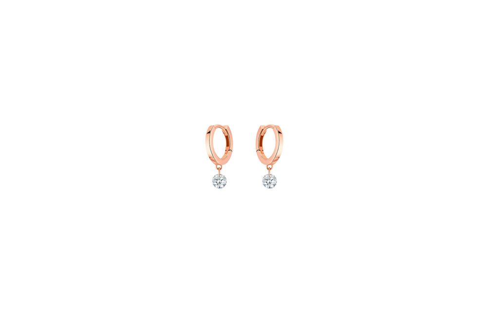 La Brune & la Blonde - Créoles 360° or rose, diamants 0.20cts