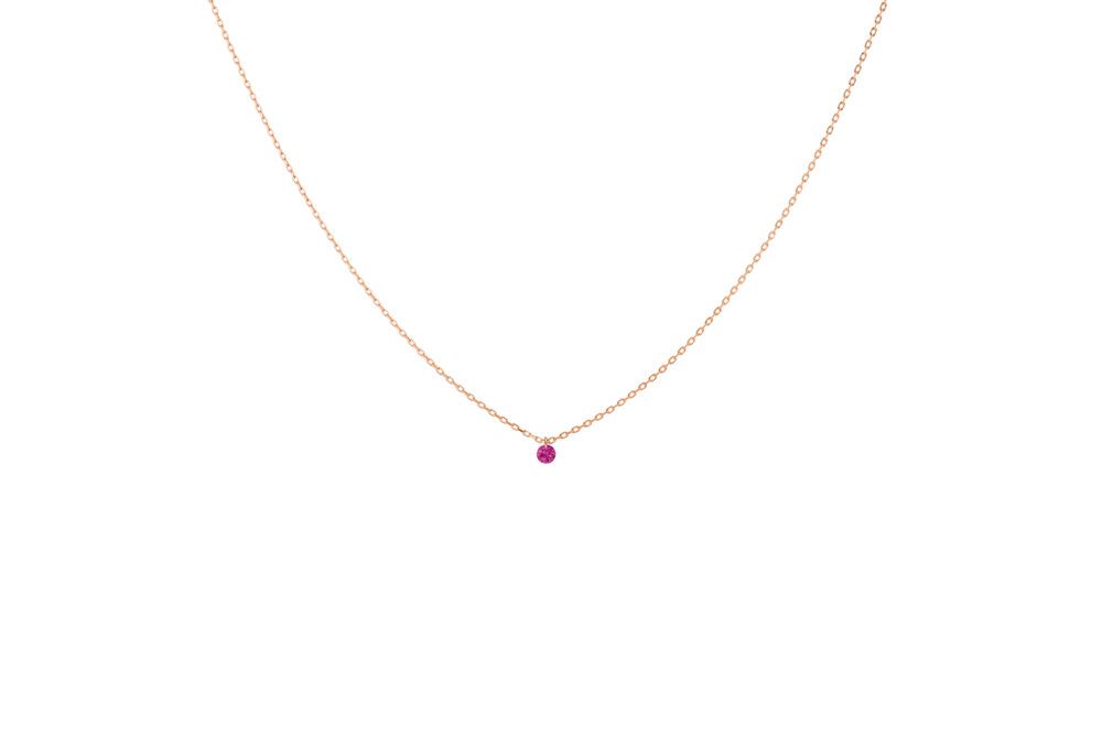 La Brune & la Blonde - Collier mini Confetti or rose, rubis