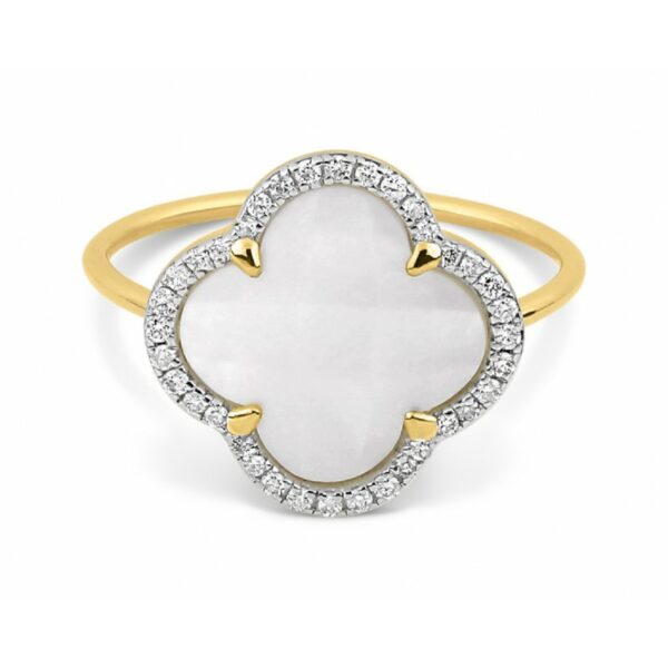 Morganne Bello - Bague Victoria or jaune, nacre blanche & diamants