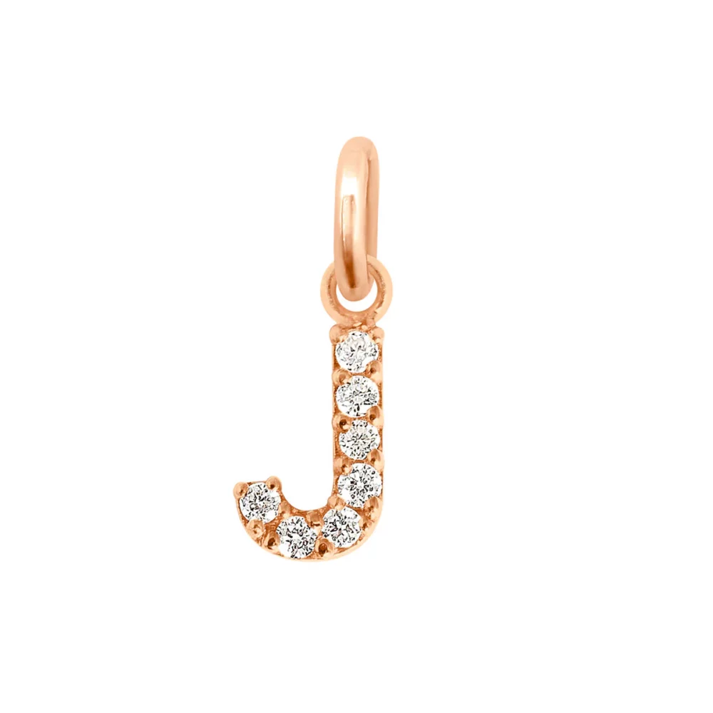 Pendentif Lucky Letter Gigi J, or rose, diamants