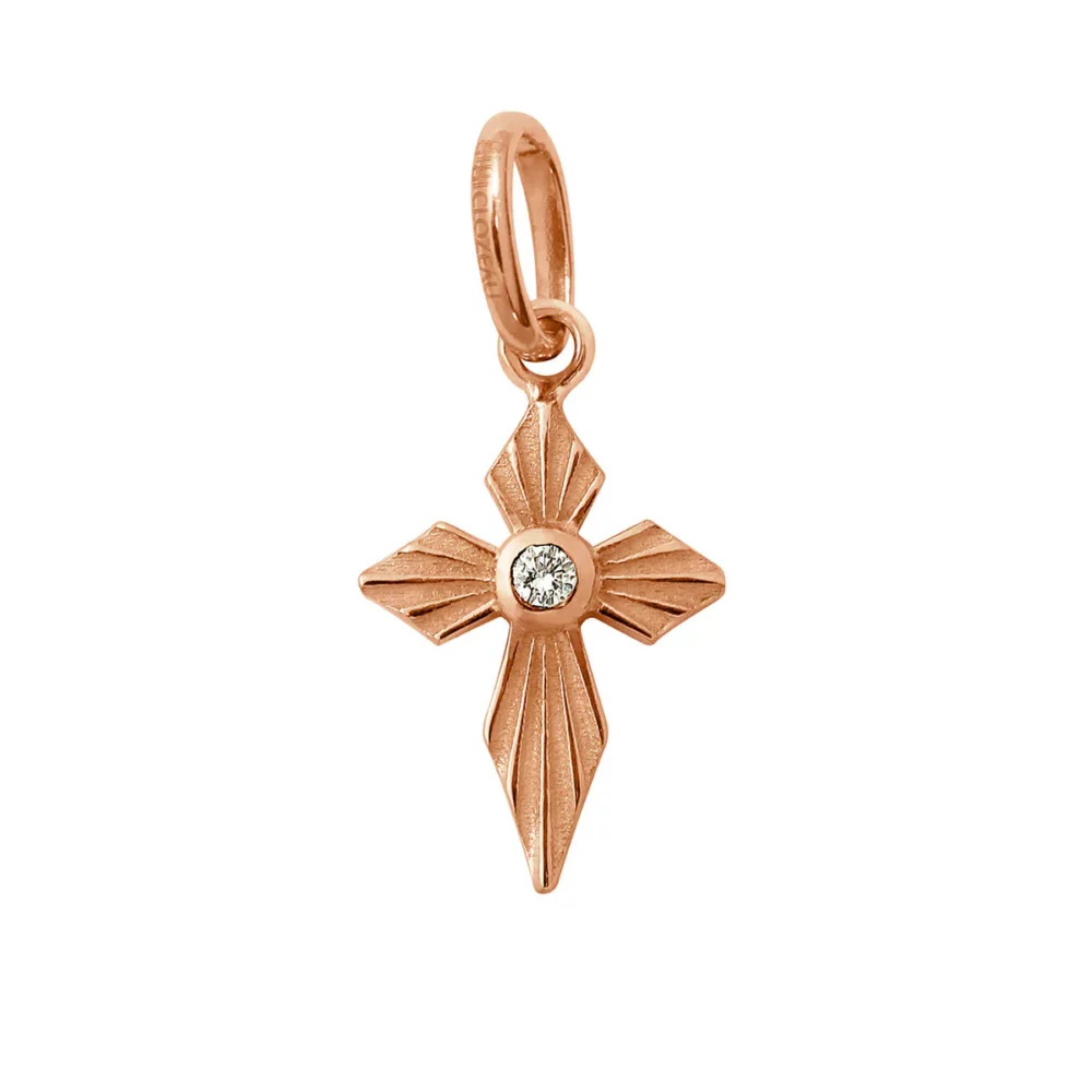 Gigi Clozeau - Pendentif Croix Lumière, diamant, or rose