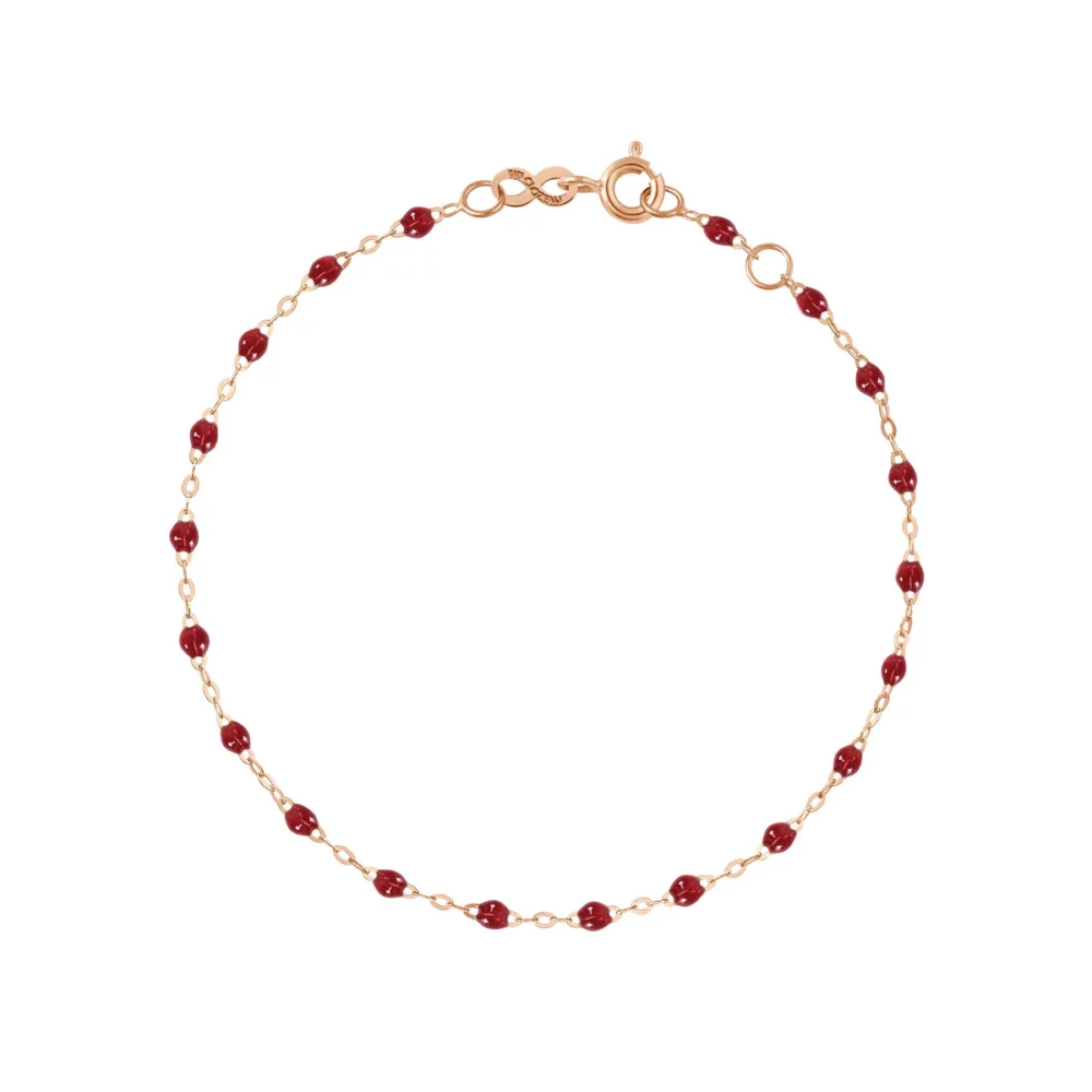 Gigi Clozeau - Bracelet rouge classique, or rose, 17cm.