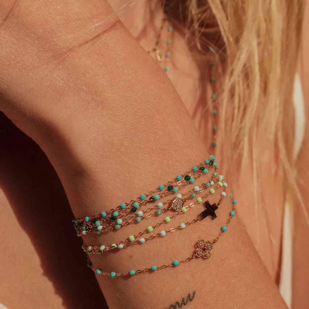 Gigi Clozeau - Bracelet turquoise vert classique, or rose, 17 cm – Image 2