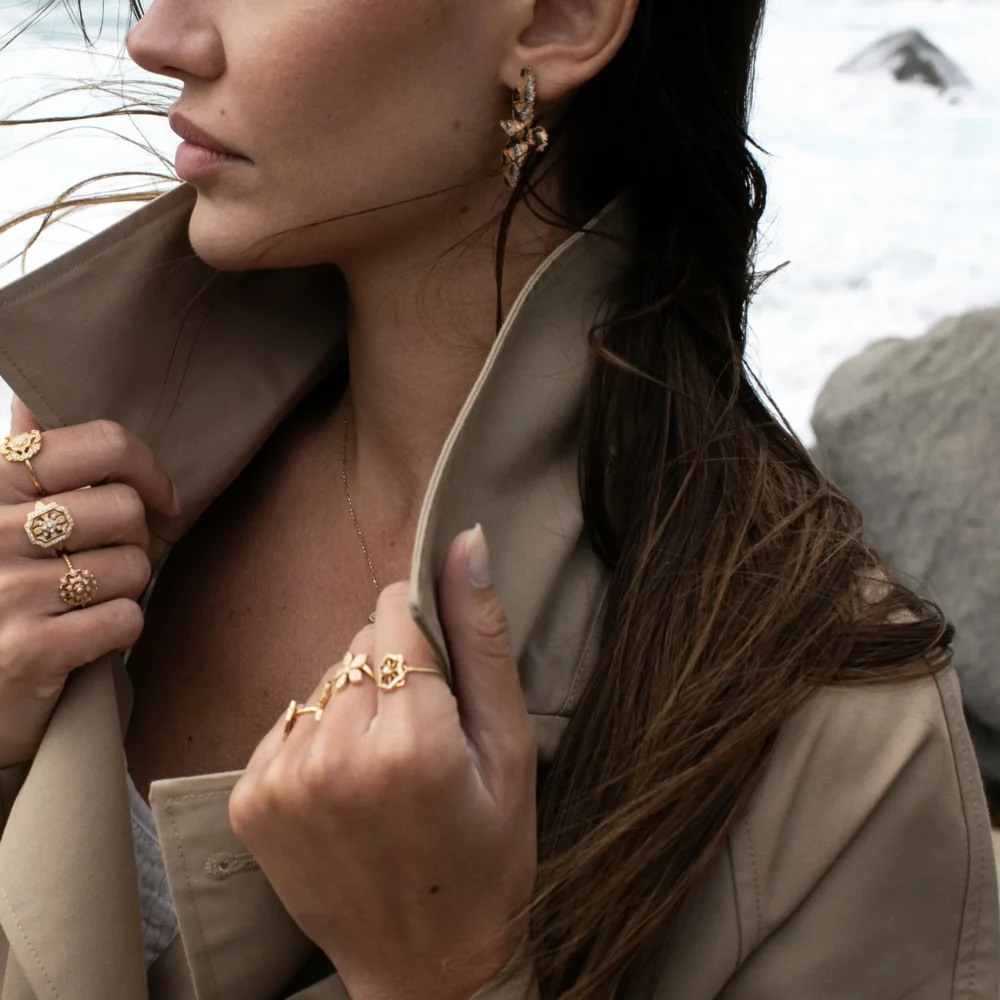 Maria Battaglia - Mono boucle l'Altore or rose diamants bicolores – Image 4