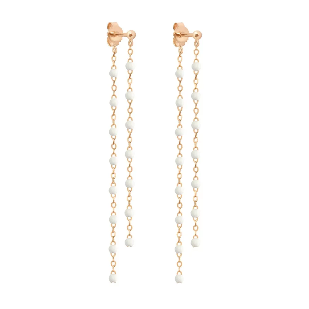 Gigi Clozeau - Boucles d'oreilles dansantes classique or rose résine blanche