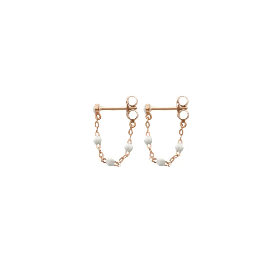 Gigi Clozeau - Boucles d'oreilles classique or rose résine blanche