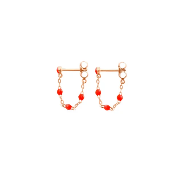Gigi Clozeau - Boucles d'oreilles classique or rose résine corail
