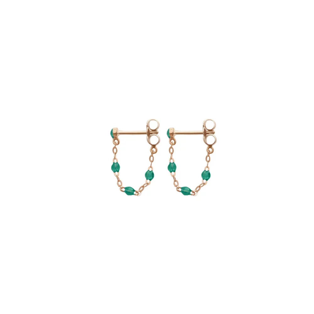 Gigi Clozeau - Boucles d'oreilles classique or rose résine émeraude