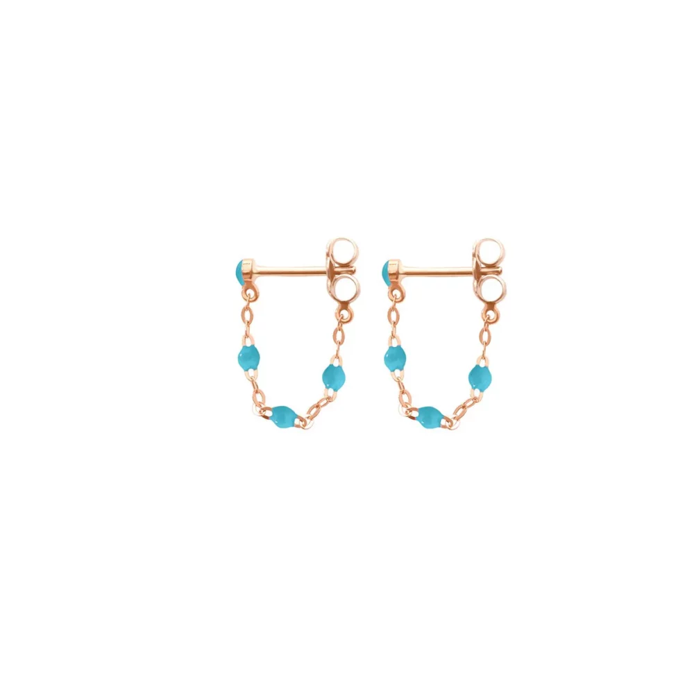 Gigi Clozeau - Boucles d'oreilles classique or rose résine turquoise