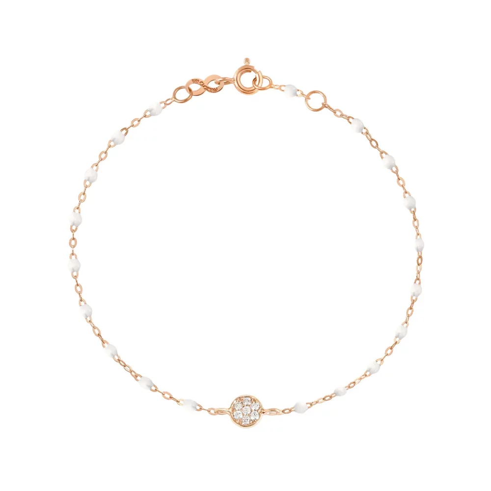 Gigi Clozeau - Bracelet puce, or rose diamants résine blanche