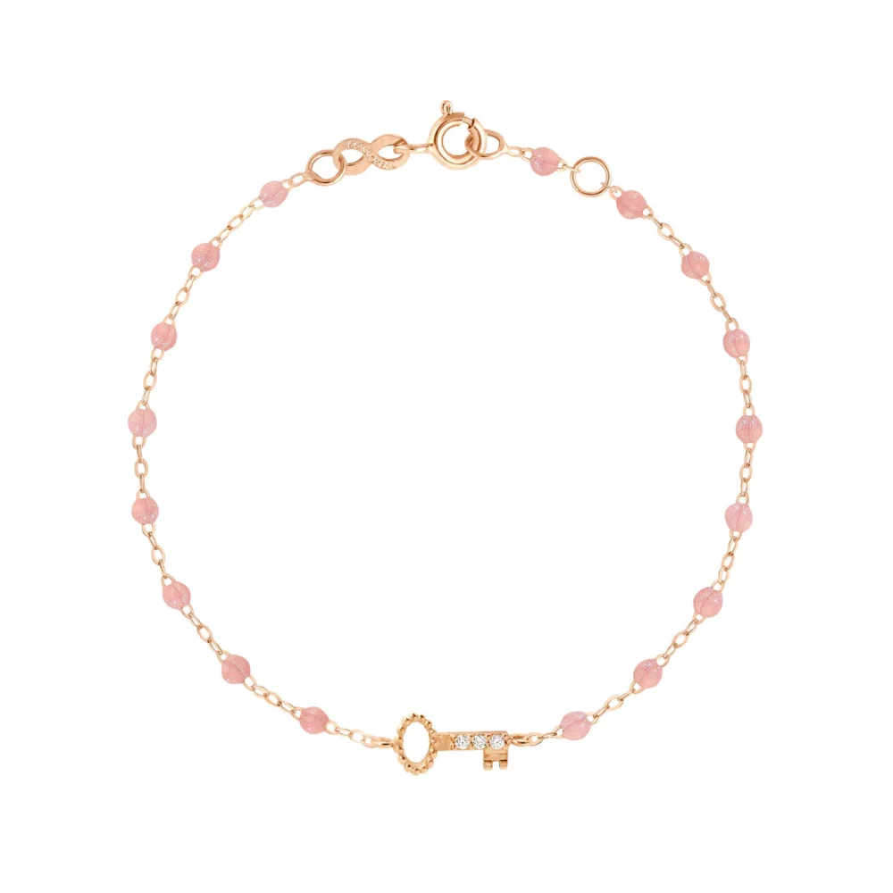 Gigi Clozeau - Bracelet clé, or rose diamant résine blush