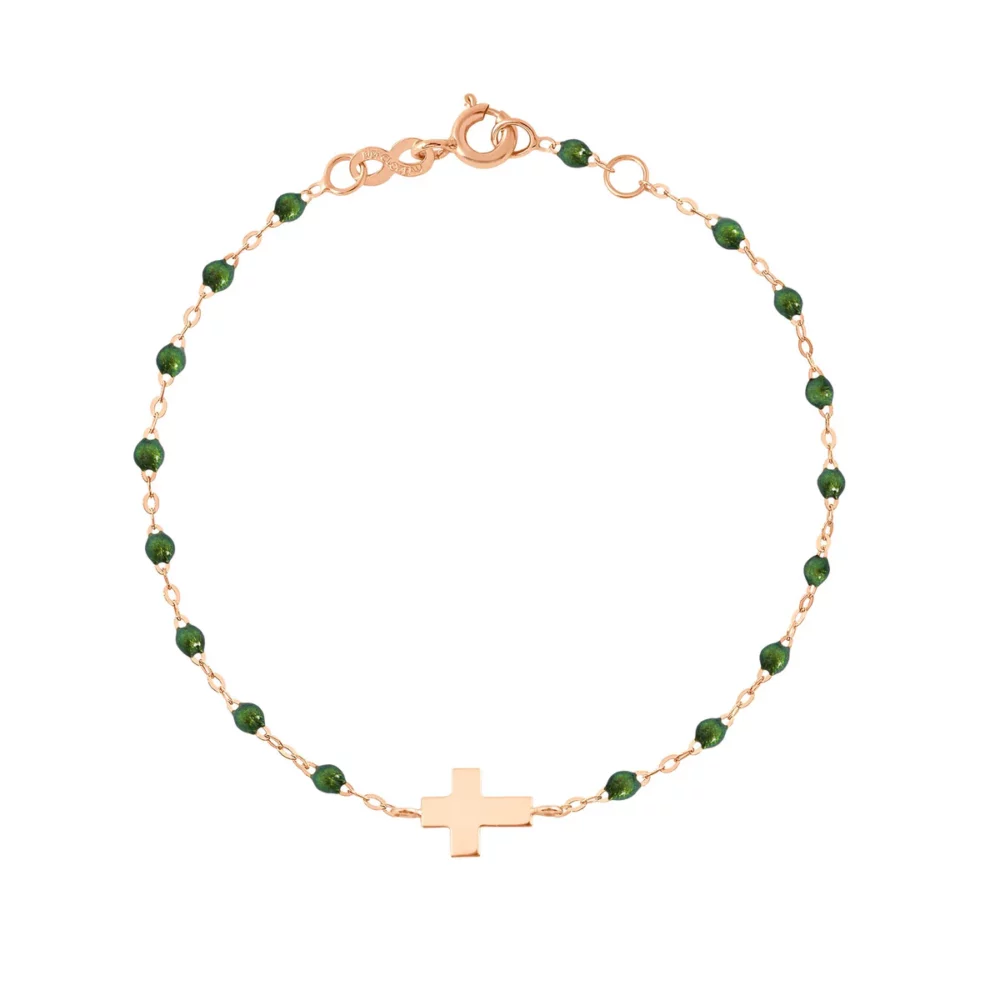 Gigi Clozeau - Bracelet croix, or rose résine scarabée