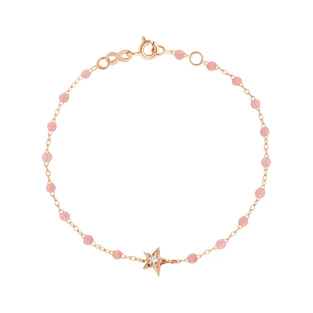 Gigi Clozeau - Bracelet étoile, or rose diamant résine blush