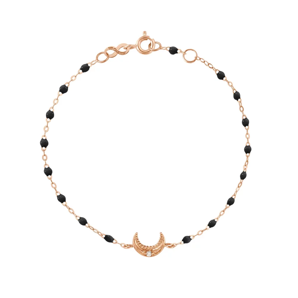 Gigi Clozeau - Bracelet lune, or rose diamant résine noire