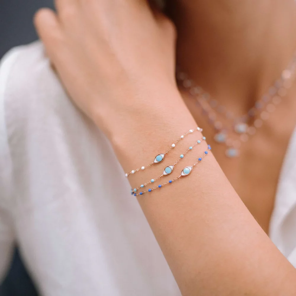 Gigi Clozeau - Bracelet Œil, or rose résine blanche – Image 3