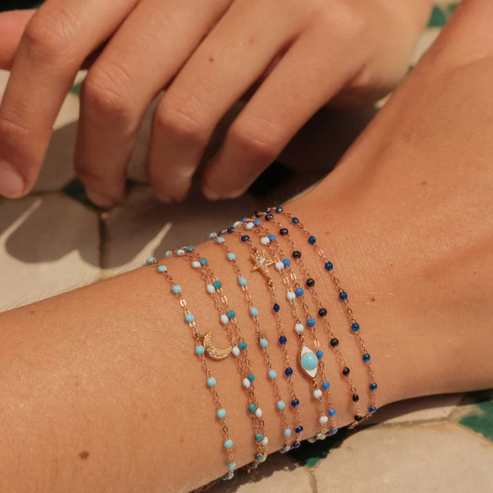 Gigi Clozeau - Bracelet Œil, or rose résine blanche – Image 4