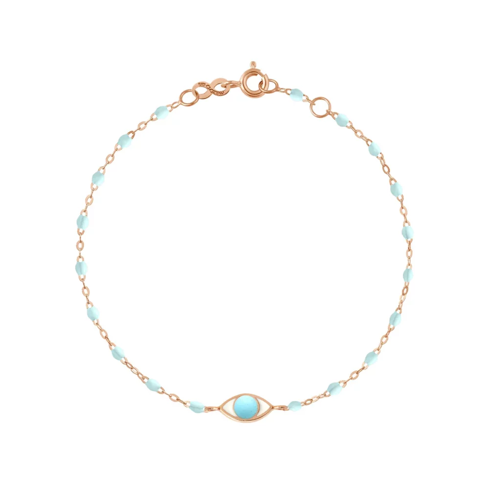 Gigi Clozeau - Bracelet Œil, or rose résine bleu layette