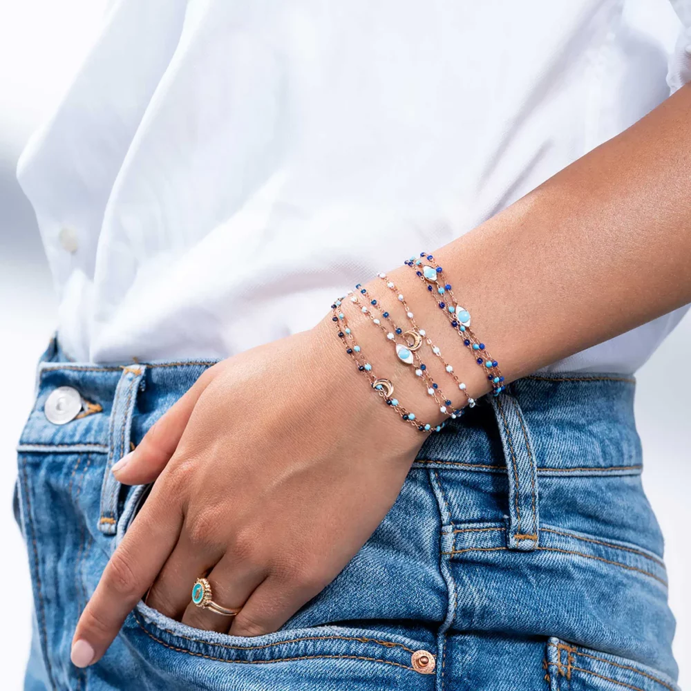 Gigi Clozeau - Bracelet Œil, or rose résine bleu layette – Image 2