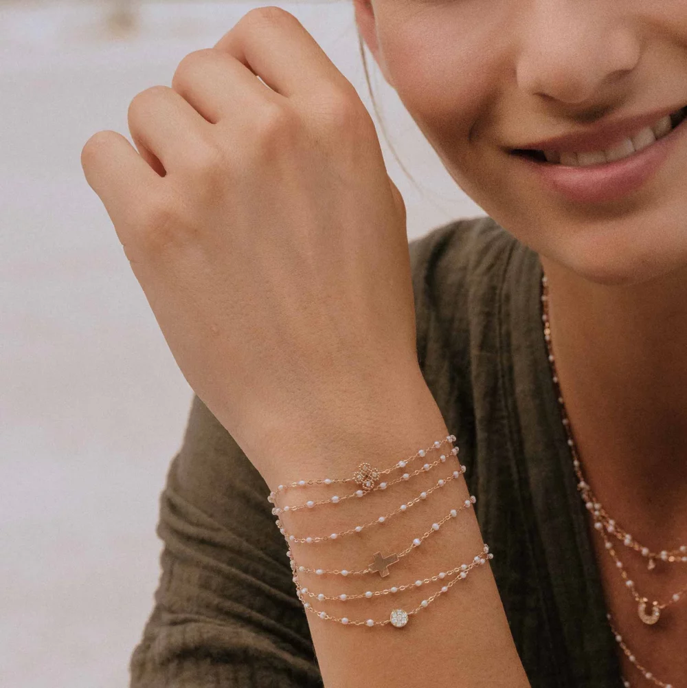 Gigi Clozeau - Bracelet puce, or rose diamants résine blanche – Image 2