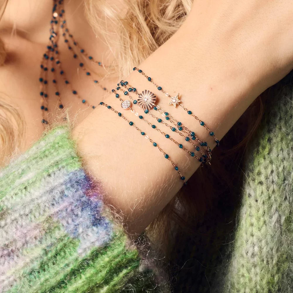 Gigi Clozeau - Bracelet puce, or rose diamants résine jungle – Image 3
