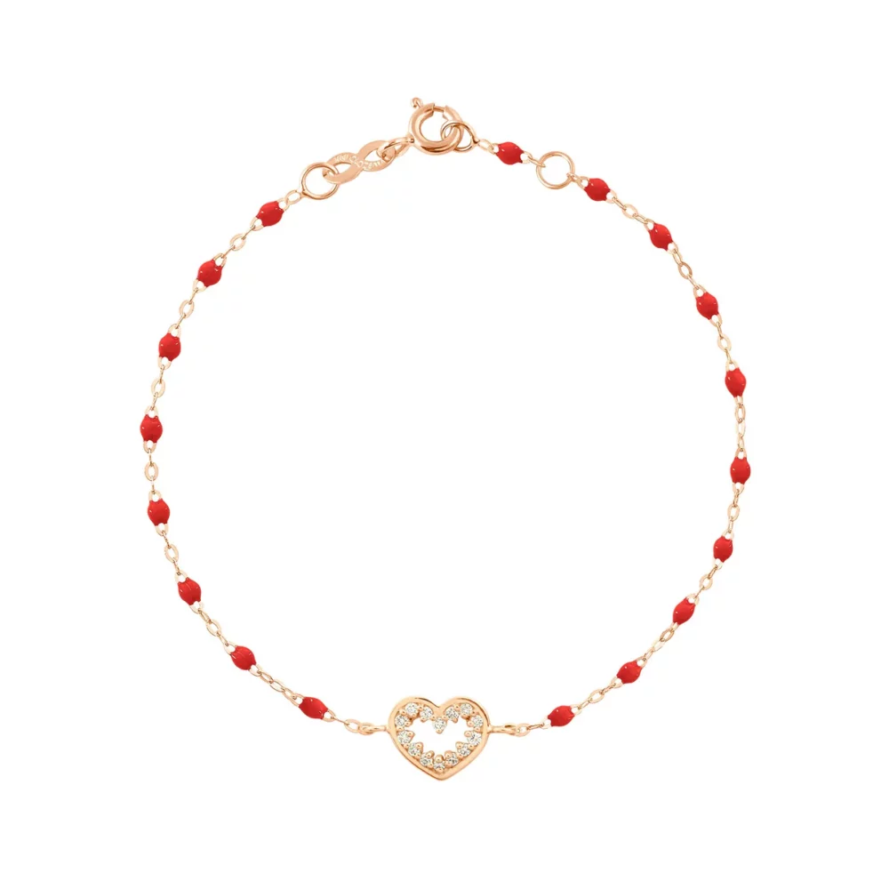 Gigi Clozeau - Bracelet or rose résine coquelicot, cœur suprême, diamants